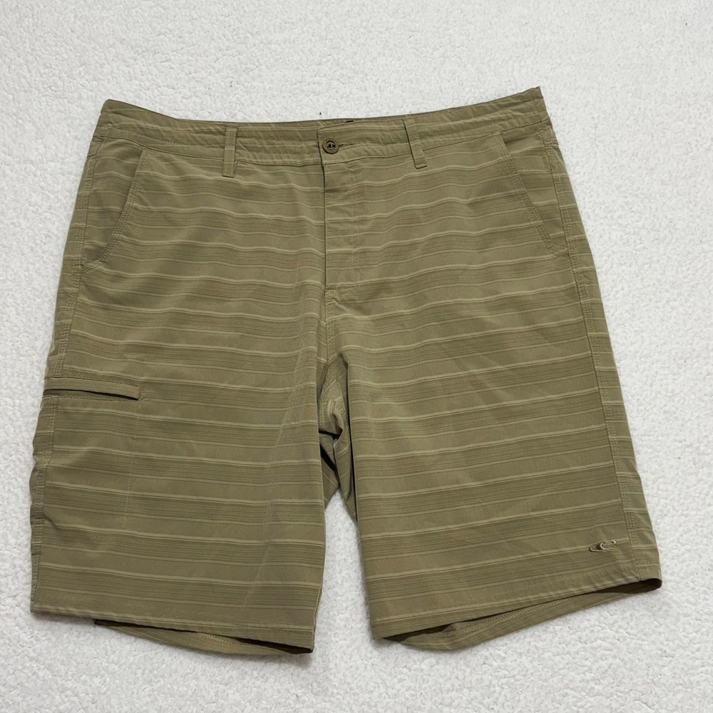 ONeill Mens Hybrid Board Shorts Size 38 Brown Tan Striped Cargo